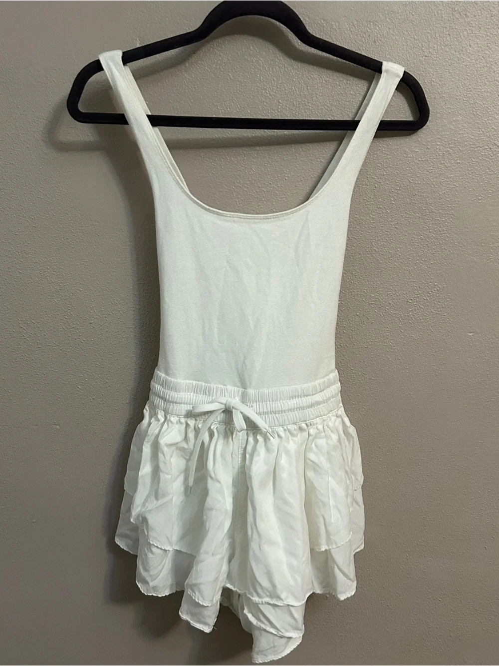 Free People prima shortsie romper White Tiered Romper